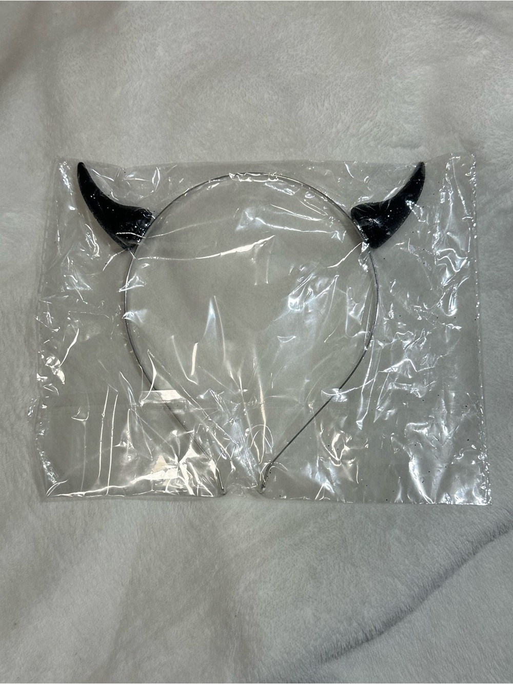 Black Glitter Devil Horns Headband - New In Bag Thin Metal Halloween Costume